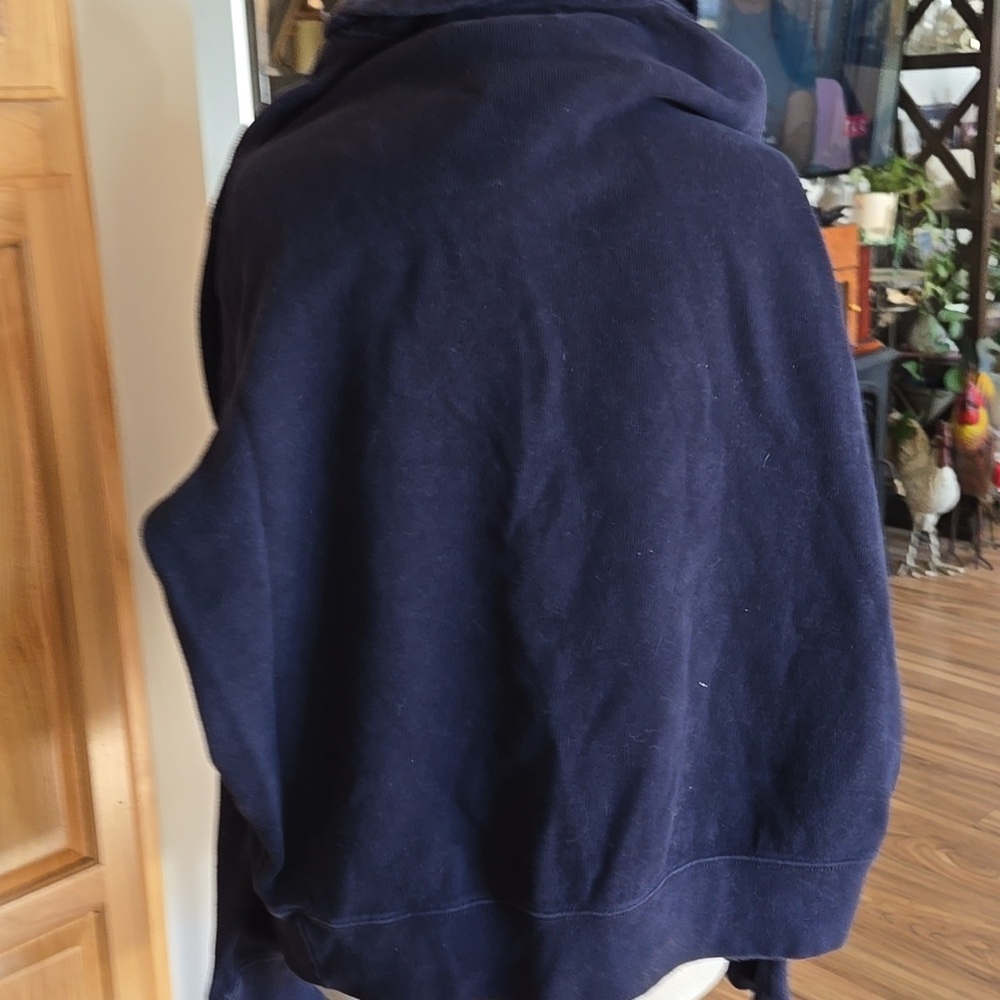 Ralph Lauren Dark Blue Pullover with Red Emblem Shawl Funnel Neck Mens XL Navy - Picture 5 of 8
